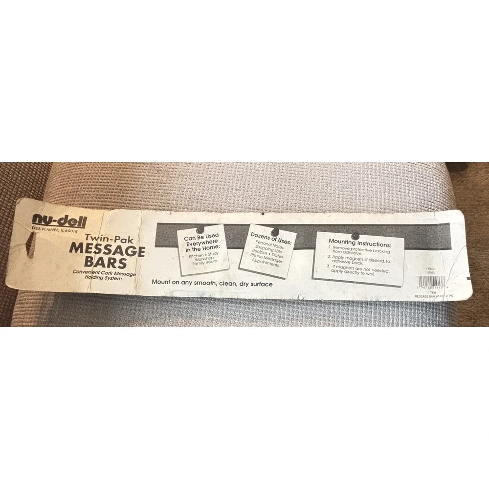 nu-dell Bulletin Bar Magnetic‎ Cork Strips Board 2 Pack 12